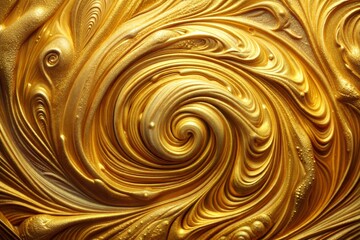 Canvas Print - dynamic abstract background with swirling golden paint texture