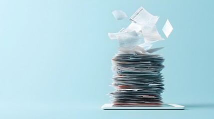 Poster - Symbolic Image Depicting the Transition from Physical Paperwork to Digital Business on a Tablet Device Showcasing the Evolution of Modern Corporate Practices