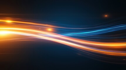Poster - Vibrant abstract background featuring flowing lines in blue and orange, creating a dynamic and energetic visual experience.
