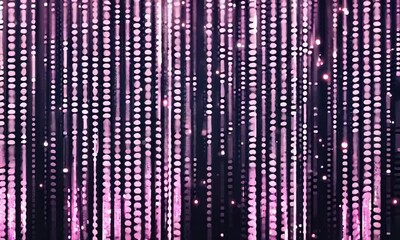 Poster - Abstract background with pink glowing dots arranged in vertical lines on a dark background, creating a sense of movement and energy