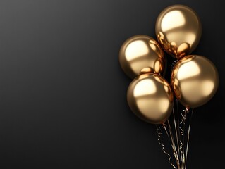 Sticker - Golden Balloons on Black Background