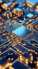 Aufkleber - Close-up of a circuit board with glowing elements
