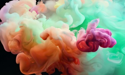 Wall Mural - a colorful abstract cloud of ink swirling in water, a mesmerizing and dynamic display of color and m