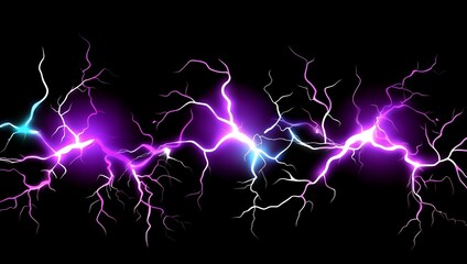 Poster - Purple and blue lightning bolts against a black background