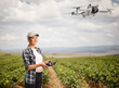 © Ljupco Smokovski - Young female farmer flying a drone
