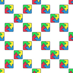 Poster - Modern Jigsaw Puzzle creative vector colored seamless pattern