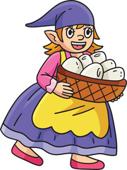 Poster - Gnome with Basket of Eggs Cartoon Colored Clipart 