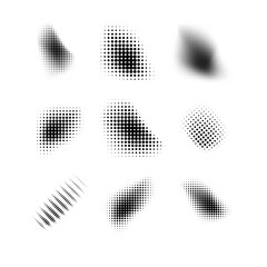 Wall Mural - Dotted halftone waves. Abstract shapes, wave effect dotted gradient. Halftone graphic dots waves. Wave dotted halftone. Vector