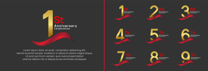 anniversary logotype set. vector design golden color number can be use for special moment