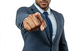 © abdlkerim - Businessman in suit pointing finger at camera, white background, close up shot,