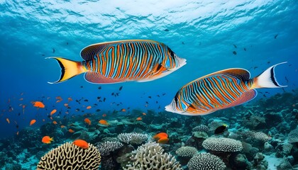 Vibrant Coral Reef Scene with Freshly Caught Fin Fish