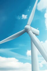 Aufkleber - Looking up at a towering wind turbine against a blue sky, capturing the scale and importance of renewable energy in a sustainable future., Generative AI