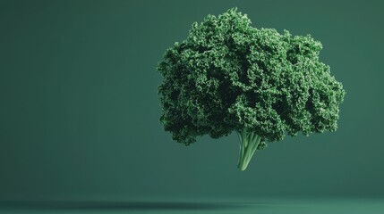 Kale floating on green background