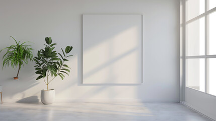 Poster - blank white wall for mockup branding in modern office
