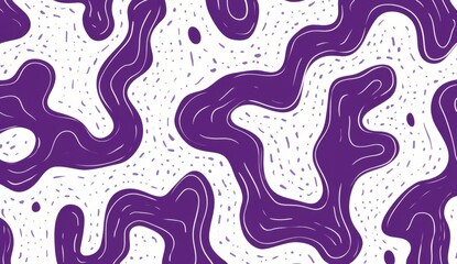 Wall Mural - A dark violet and white pattern of squiggles