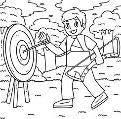 Poster - Archery Archer Retrieving Arrow Coloring Page 