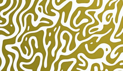 Wall Mural - olive and white pattern of squiggles