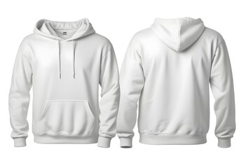 Wall Mural - A pair of plain white sweatshirts against a white background