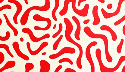 Wall Mural - A red and white pattern of squiggles