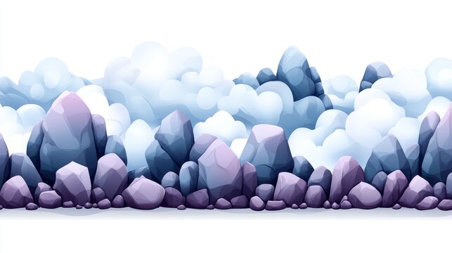 Seamless pattern of cartoon rocks and snow. Ideal for game backgrounds, website design, or digital art.