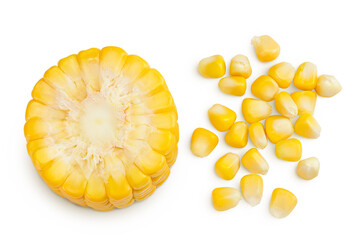 Wall Mural - ear of corn isolated on a white background with full depth of field. Top view. Flat lay