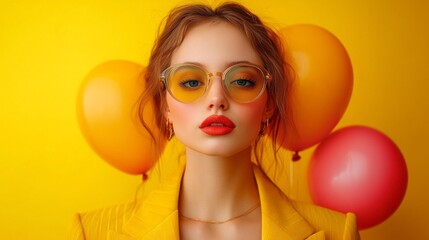 Poster - A woman wearing yellow glasses