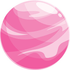 Poster - cartoon illustration of a pink planet rotating in the vast expanse of open space