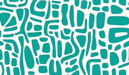 turquoise and white pattern, thick lines, simple shapes, organic shapes, cute patterns. 