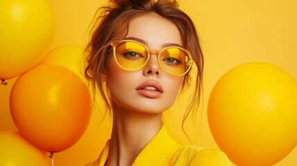 Poster - A woman wearing yellow glasses