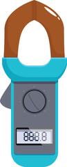 Poster - Digital clamp meter measuring electricity consumption, a tool for electricians working on electrical maintenance