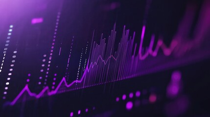 Poster - a dynamic purple business chart on a dark backdrop, showcasing growth and trade concepts, with mock-