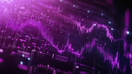 Poster - a dynamic purple business chart on a dark backdrop, showcasing growth and trade concepts, with mock-
