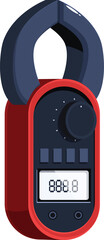 Poster - Digital clamp meter is measuring electricity consumption on white background