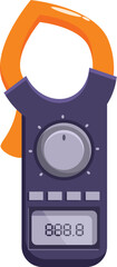Poster - Digital clamp meter measuring electricity consumption, a tool for electricians