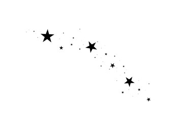 Wall Mural - stars on a white background. black star shooting with an elegant star.meteoroid, comet, asteroid, st