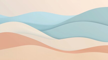 Poster - flowing wave-like pastel background design with modern minimalist aesthetic in calming colors. perfe