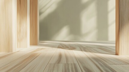 Poster - Bright and airy room with natural light and warm hardwood floors, perfect for modern interior design and product placement