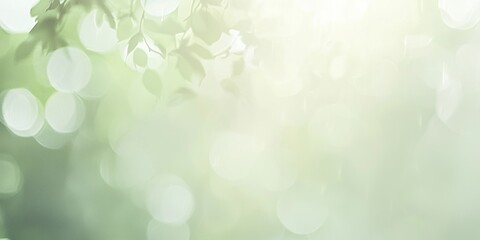 Poster - Immerse in nature's beauty with a vibrant green background enhanced by soothing bokeh lights filtering through trees, capturing the magic of new life and ethereal natural beauty