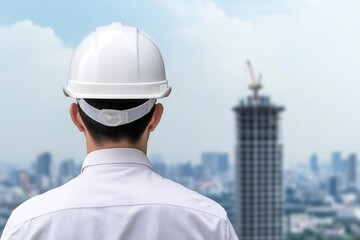 Engineer in a hard hat leading a team on a construction site for a smart city project, engineer in hard hat, urban development