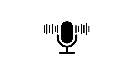 Poster - Modern microphone icon animation on white, highlighting audio features with clear and stylish motion graphics .