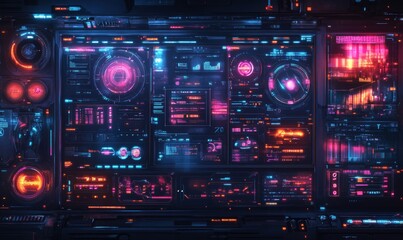 A collection of HUD frames, encapsulating futuristic modern user interface elements, control panels, high-tech screen digital hologram windows, gaming, Generative AI