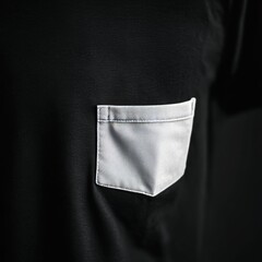 A close-up of a white pocket stitched onto black fabric