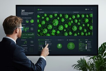 Aufkleber - Businessman interacting with digital dashboard