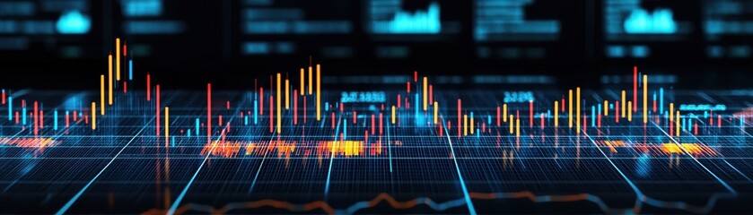 Fototapete - Digital financial chart graphic illustration