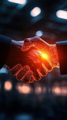 Poster - Digital handshake symbolizing partnership