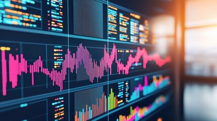 Poster - Financial data displayed on digital screens