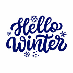 Hello winter Hand lettering illustration on a isolated white background (26)