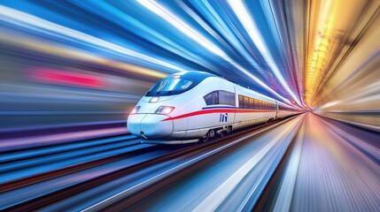 Poster - High-Speed Train in Motion Through Tunnel