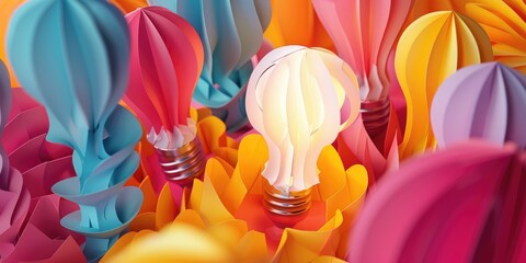 Aufkleber - Paper art featuring tungsten lightbulbs