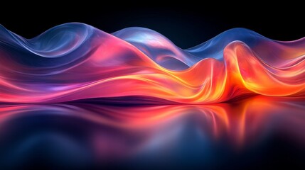 Wall Mural - Abstract colorful waves with neon light effect